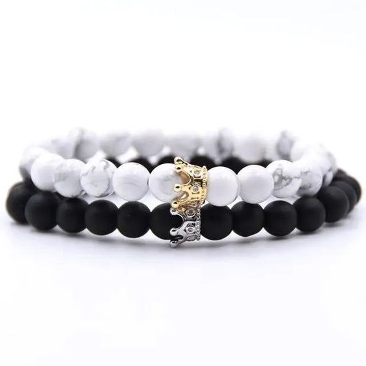 Royalty in Love Beaded Crown Bracelet Set