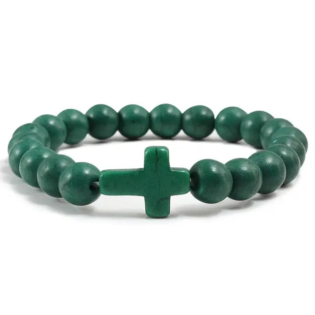 Lava Stone Cross Bracelet